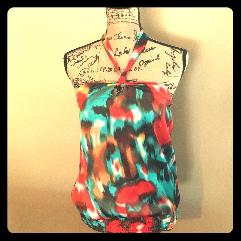Beautiful silky multicolored halter top